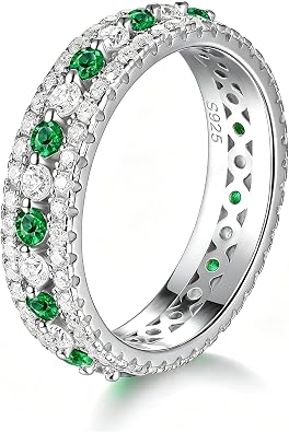 FWM Moissanite and Sapphire/Ruby/Emerald Rings for Women Sterling Silver