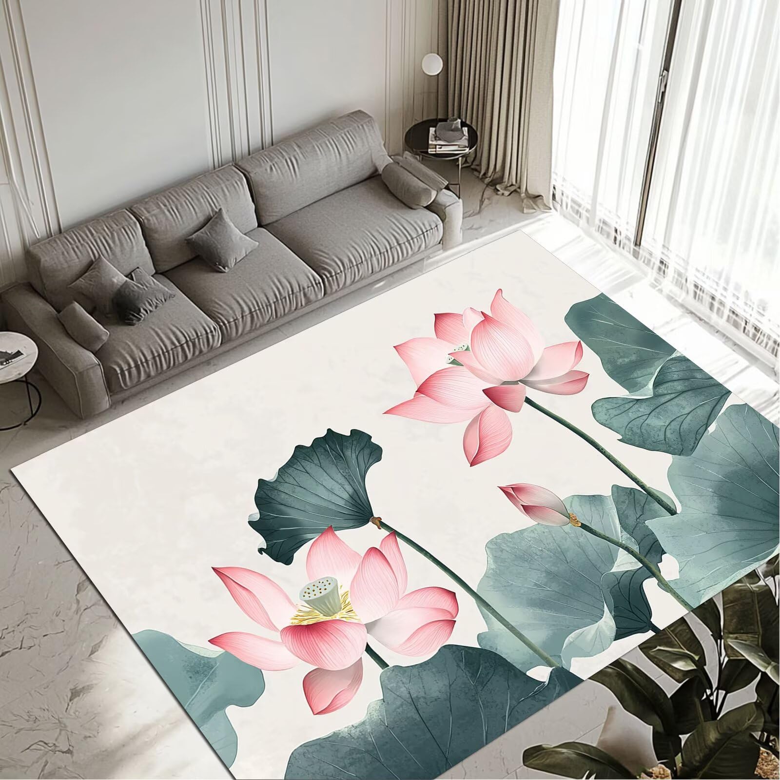 Tapis Lotus salon 140x200cm lavable et imperméable pour une salle à manger moderne