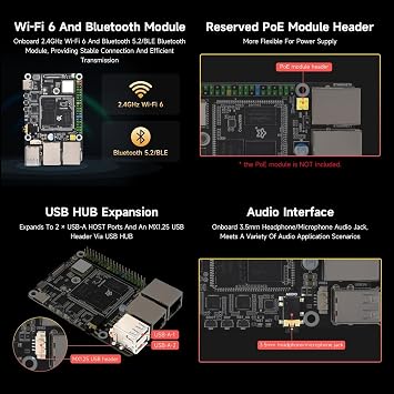 Luckfox Lyra Pi Linux Micro Development Board Based On Luckfox Core3506 Core Board, Integrates Triple-core ARM Cortex-A7 and ARM Cortex-M0 Processors @XYGStudy (Lyra Pi B)