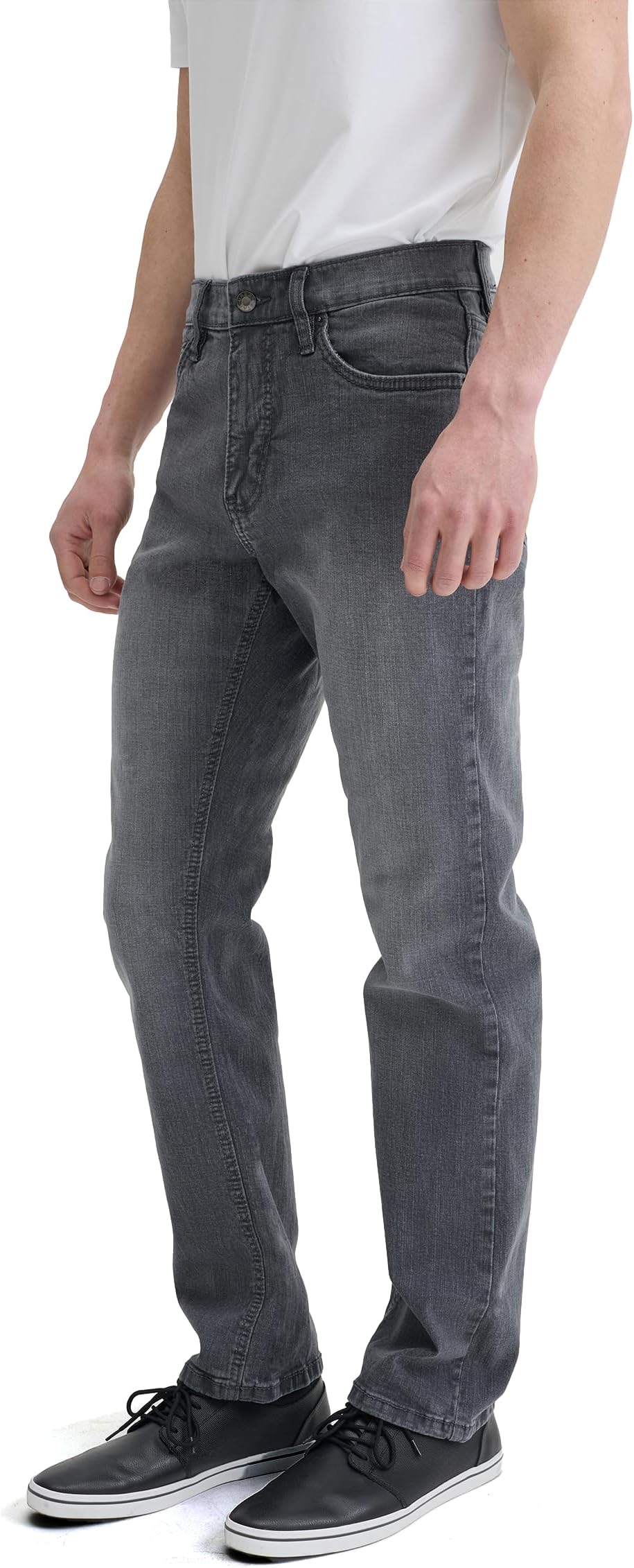 Mens Jeans Relaxed Fit – Straight Leg Stretch Jeans for Men – Ultimate Comfort Superflex Pants, Grey, 40W x 30L