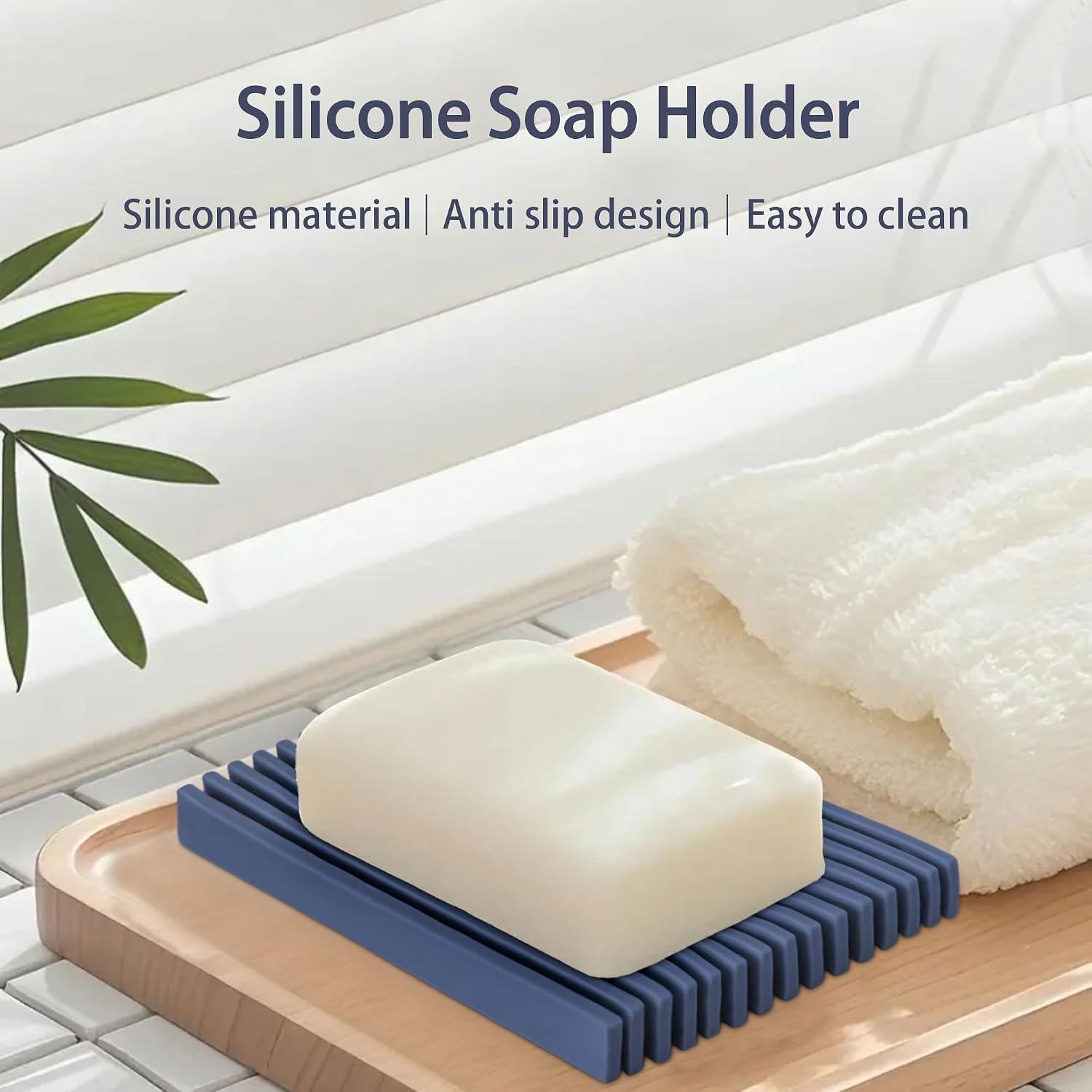 Aoheuo Modern Minimalist Soap Dish (1Pack),Drainage Silicone Soap Holder,5.5 Long by 3.15 Wide,0.55 inches high,Used for Kitchen,Bathroom,and Bar Sink(Blue) image 4