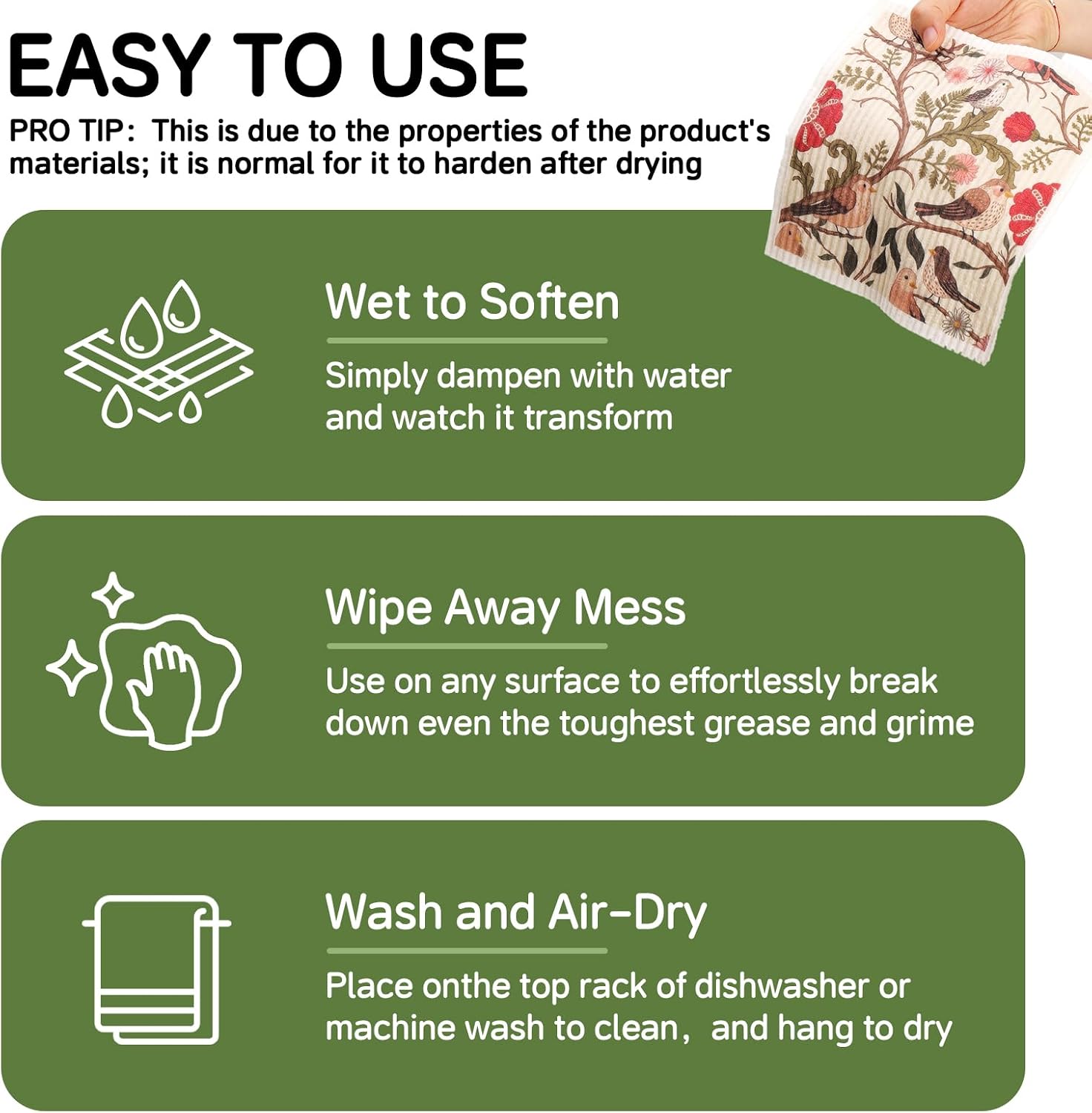 Swedish Dishcloths Swedish Dishcloths for Kitchen 4 Pack Dish Cloth