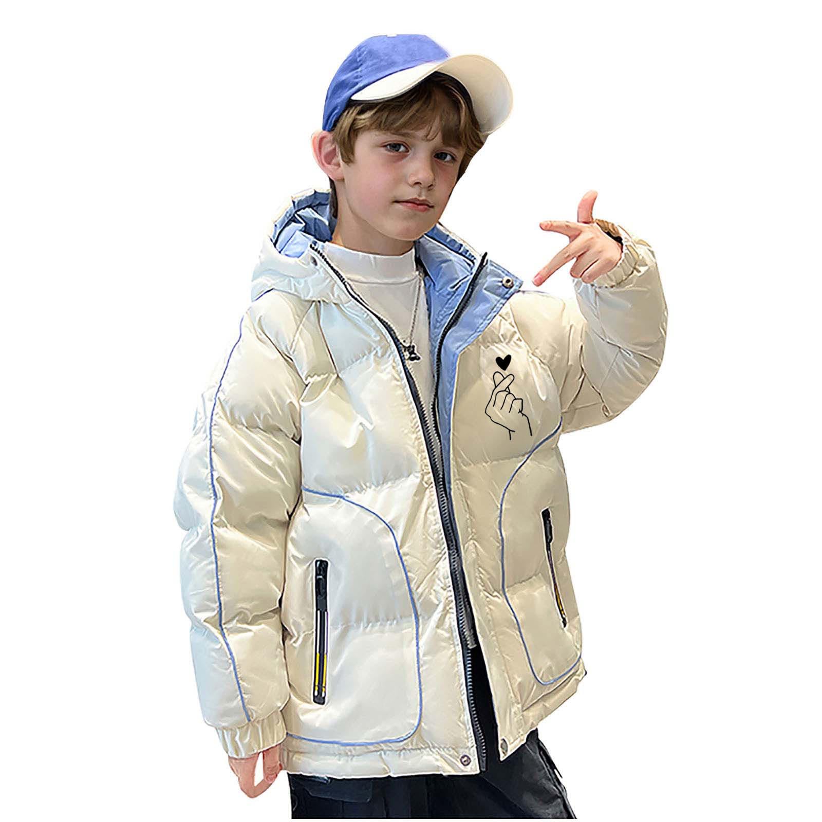 HAOLEI Cappotto con Cappuccio Parka Raggazzo Giubbotto Trapuntato da Bimbo Incappucciato Inverno Calda Abiti Abbigliamento Giubbotto Ragazzo Invernale