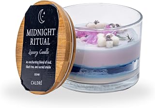 Midnight Ritual Luxury Candle with Oud Black Tea and Sacred Smoke Handcrafted Floral Wax Art Blue and White 250g