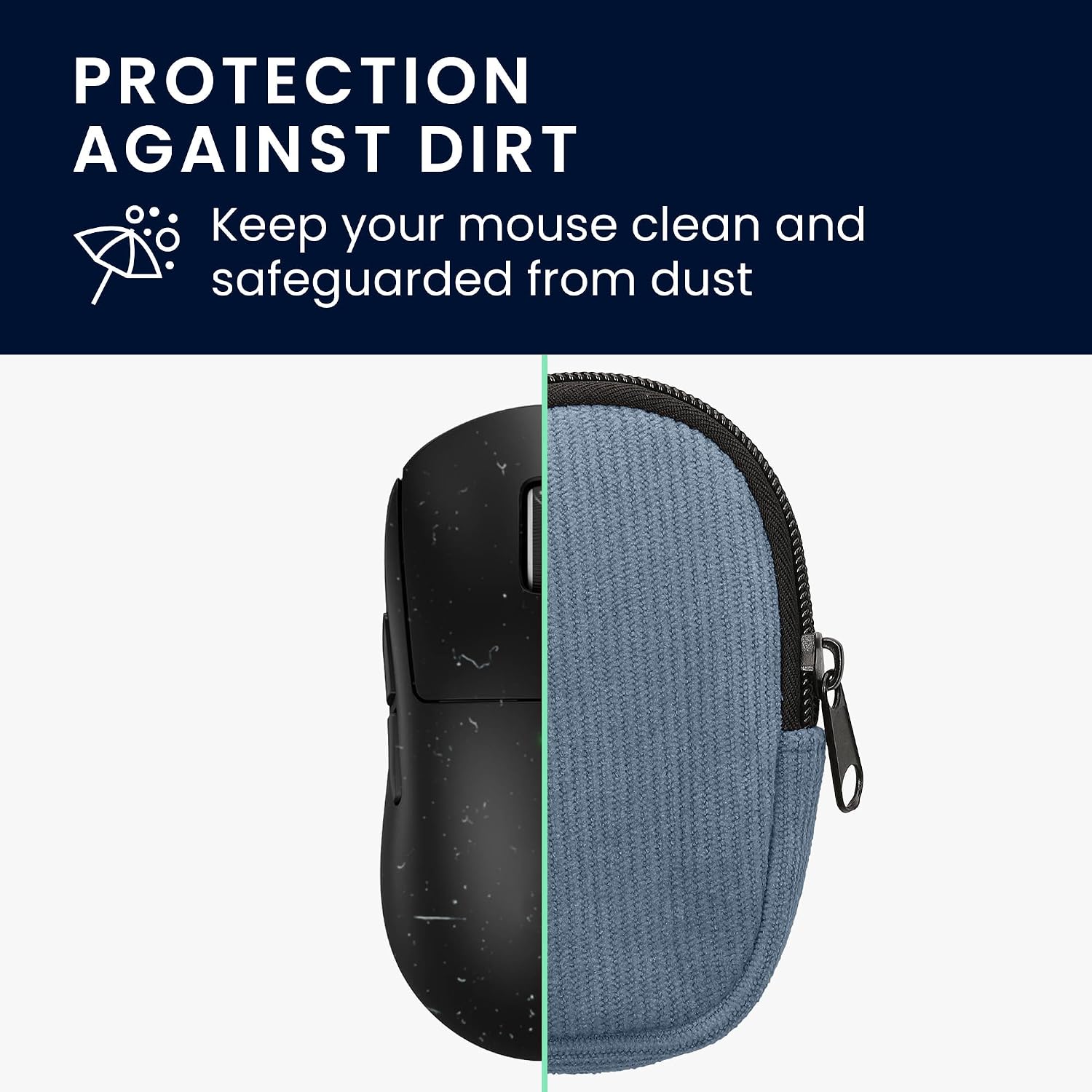 kwmobile Mouse Case for Logitech G PRO X Superlight 2 Carry Case - Protective Carry Pouch for Bluetooth Mouse - Soft Neoprene Protection - Vintage Blue image 3