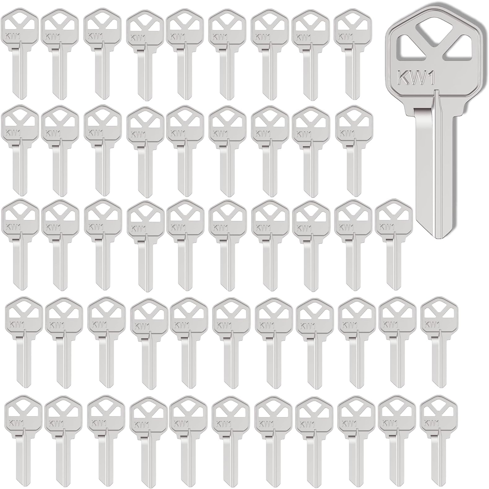 Blank Key Blanks, Pack of 50 Uncut Blank Keys, Copper Structures Blank Keys for Kwikset(KW1)