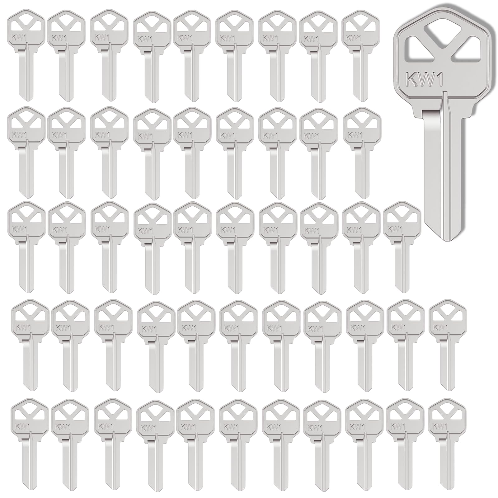 WAH LIN PARTS Blank Key Blanks, Pack of 50 Uncut Blank Keys, Copper Structures Blank Keys for Kwikset(KW1)
