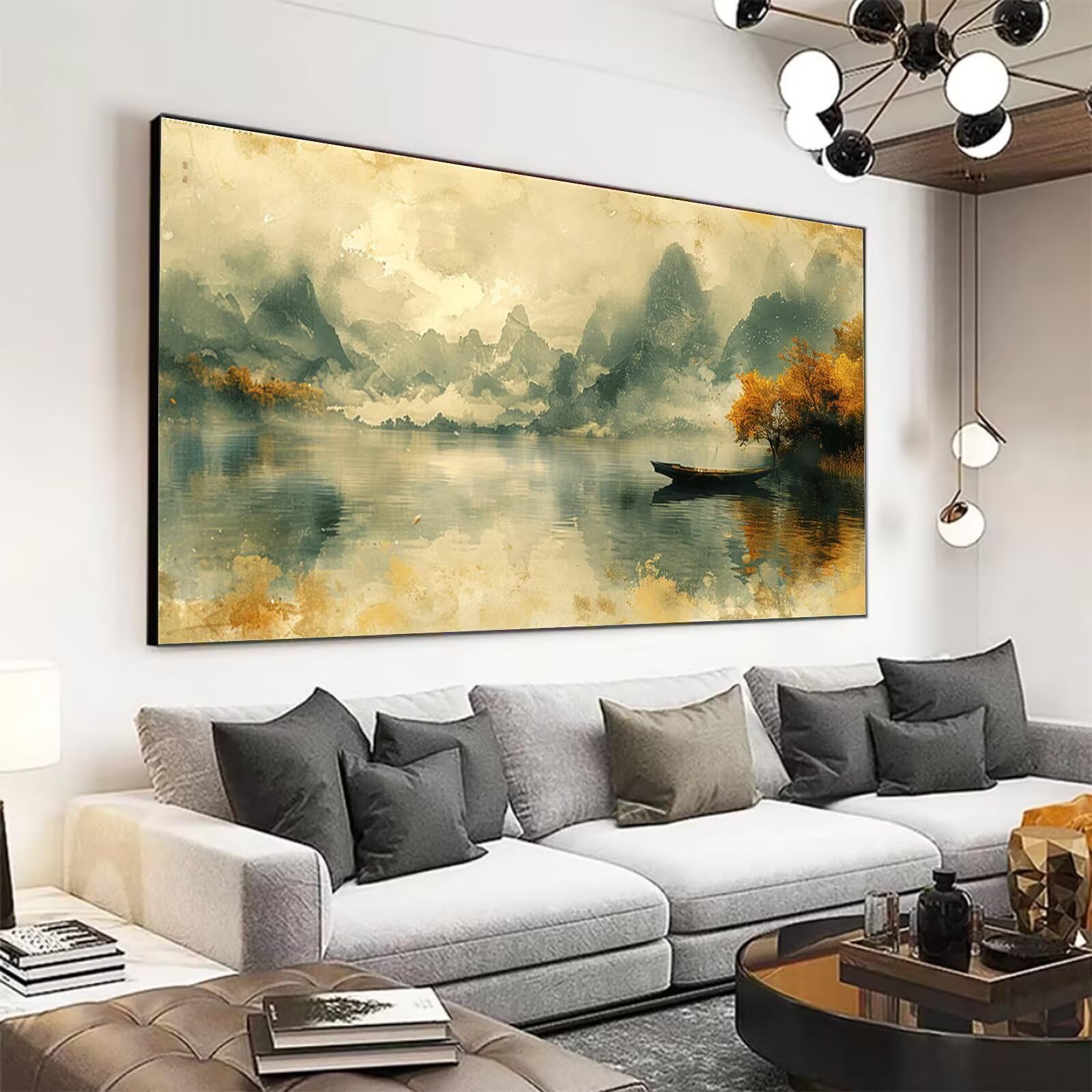 Malen Nach Zahlen Landschaft Malen Nach Zahlen Erwachsene kinder Retro Malen Nach Zahlen ab 10 Jahre Mädchen DIY Paint by Numbers Heimdekoration Geschenke für Männer Frauen (Rahmenlos) 60x120cm M-389