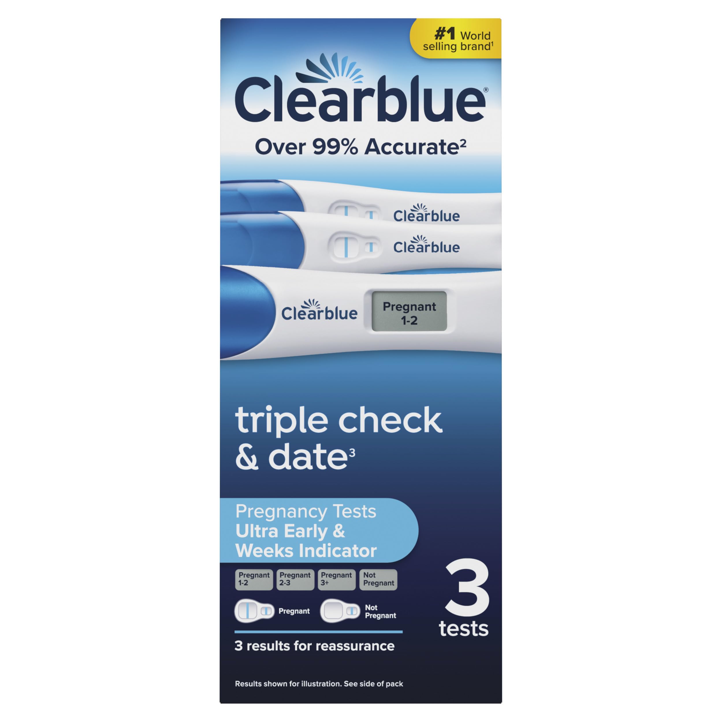 Clearblue Pregnancy Test Triple Check & Date Combo Pack, 3 Tests (1 Digital, 2 Visual)
