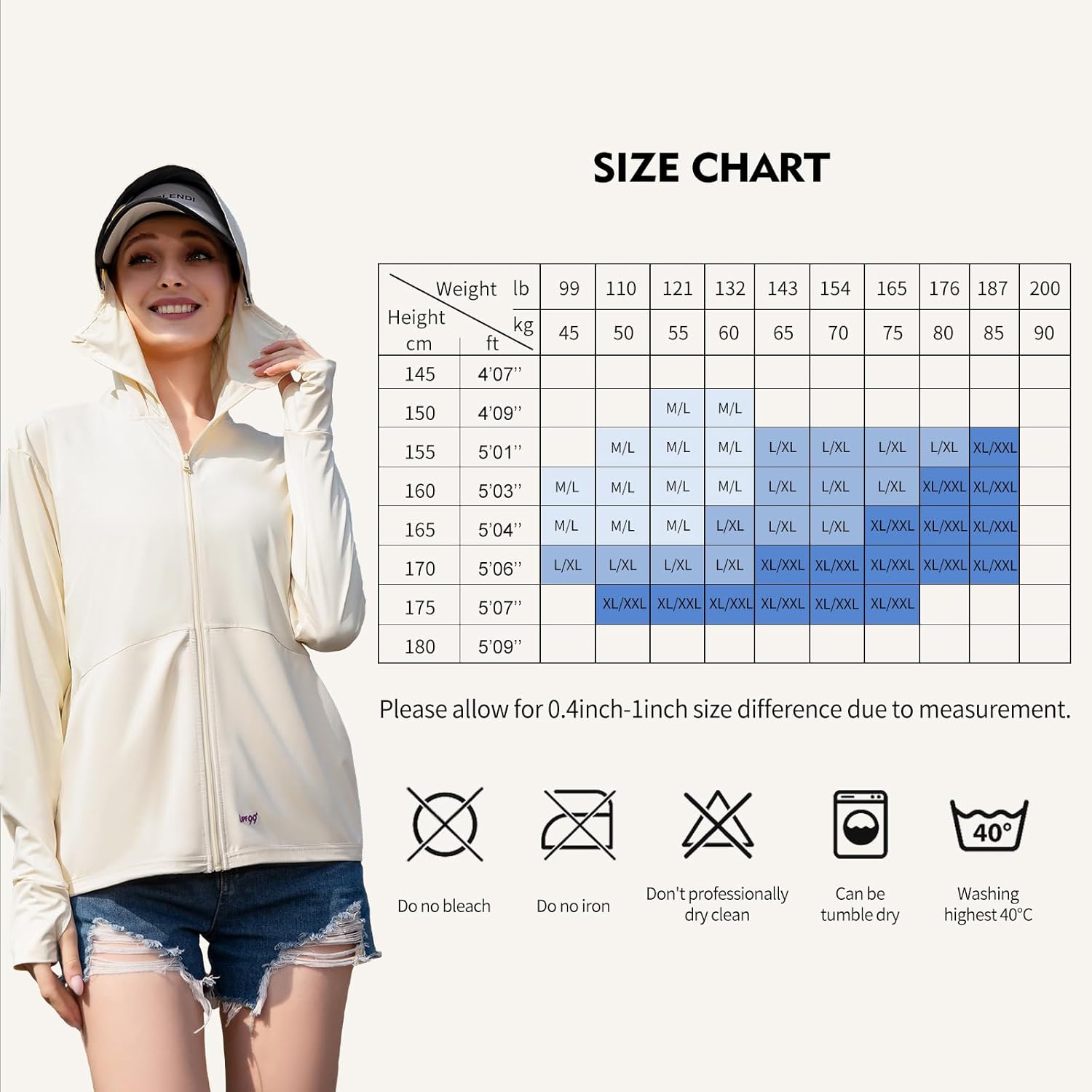 Sun Hoodie UV Protection - Comfy UPF 99+ Sun Jacket w/Long Sleeve, Zipper, Pocket for Hiking, Running, Cycling