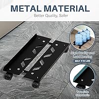 Vista 6 de Soporte de torre de computadora móvil, soporte de torre de metal ajustable, soporte de piso de PC con 4 ruedas giratorias de bloqueo, soporte de CPU