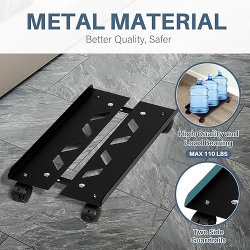 Miniatura 6 de Soporte de torre de computadora móvil, soporte de torre de metal ajustable, soporte de piso de PC con 4 ruedas giratorias de bloqueo, soporte de CPU