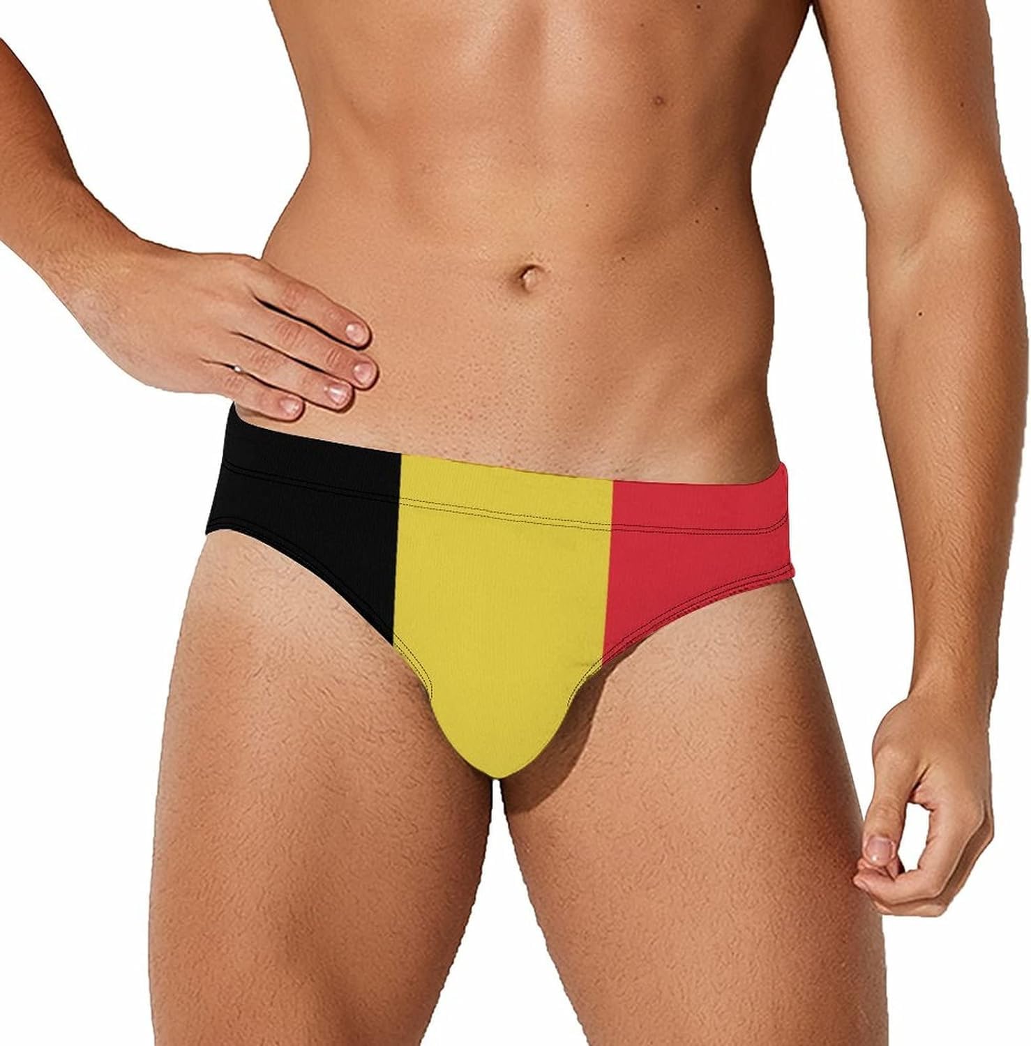Belgium Flag Men's Swimwear Briefs Swim Trunk Triangle Thong Bikini Swimsuit