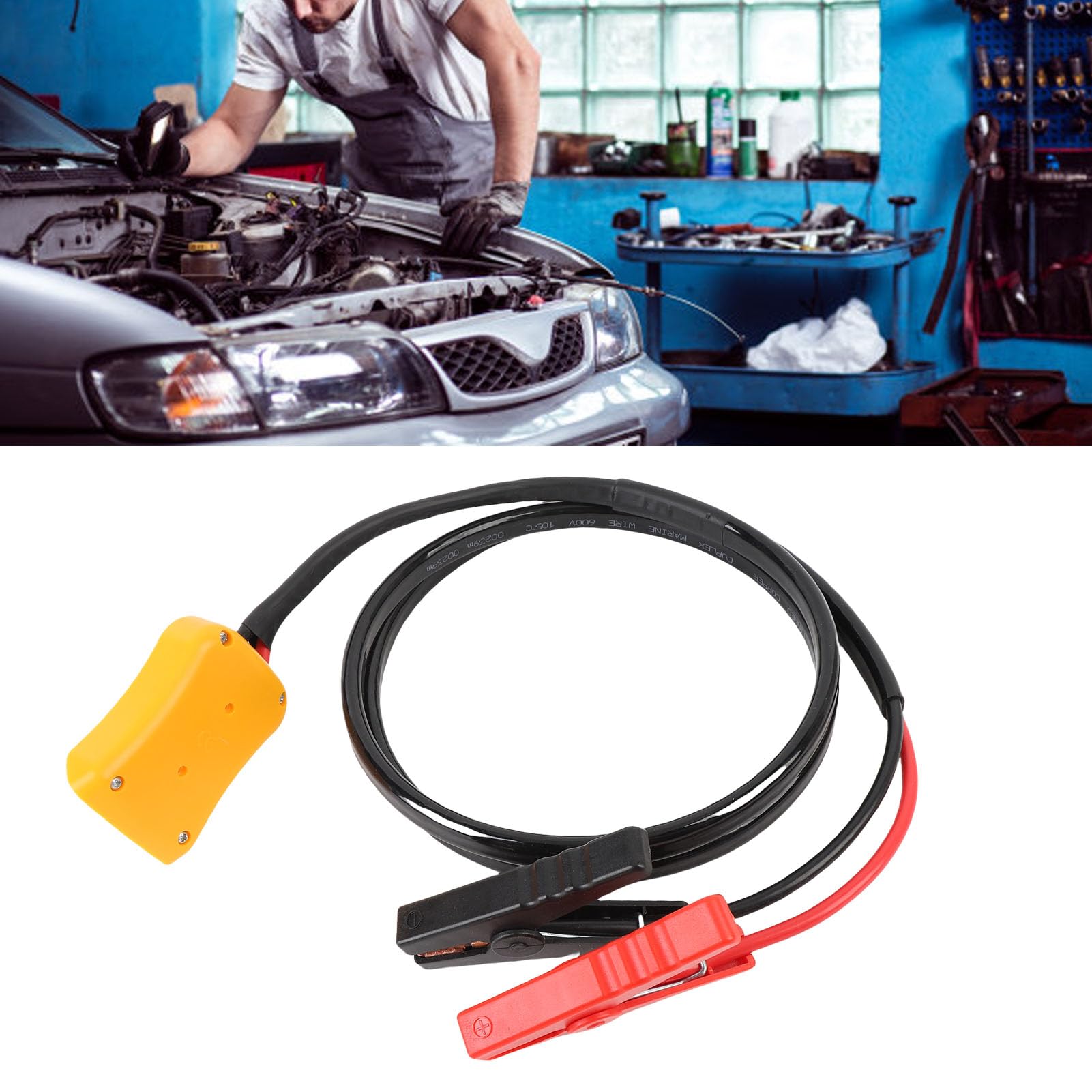 Qqmora Cables de Puente con Adaptador, Abrazaderas de Cable de Arranque de Batería de 8 AWG de 6 Pies para Baterías de 20 V, Automóviles, Camiones, SUV, Motocicletas, Alambre Reta