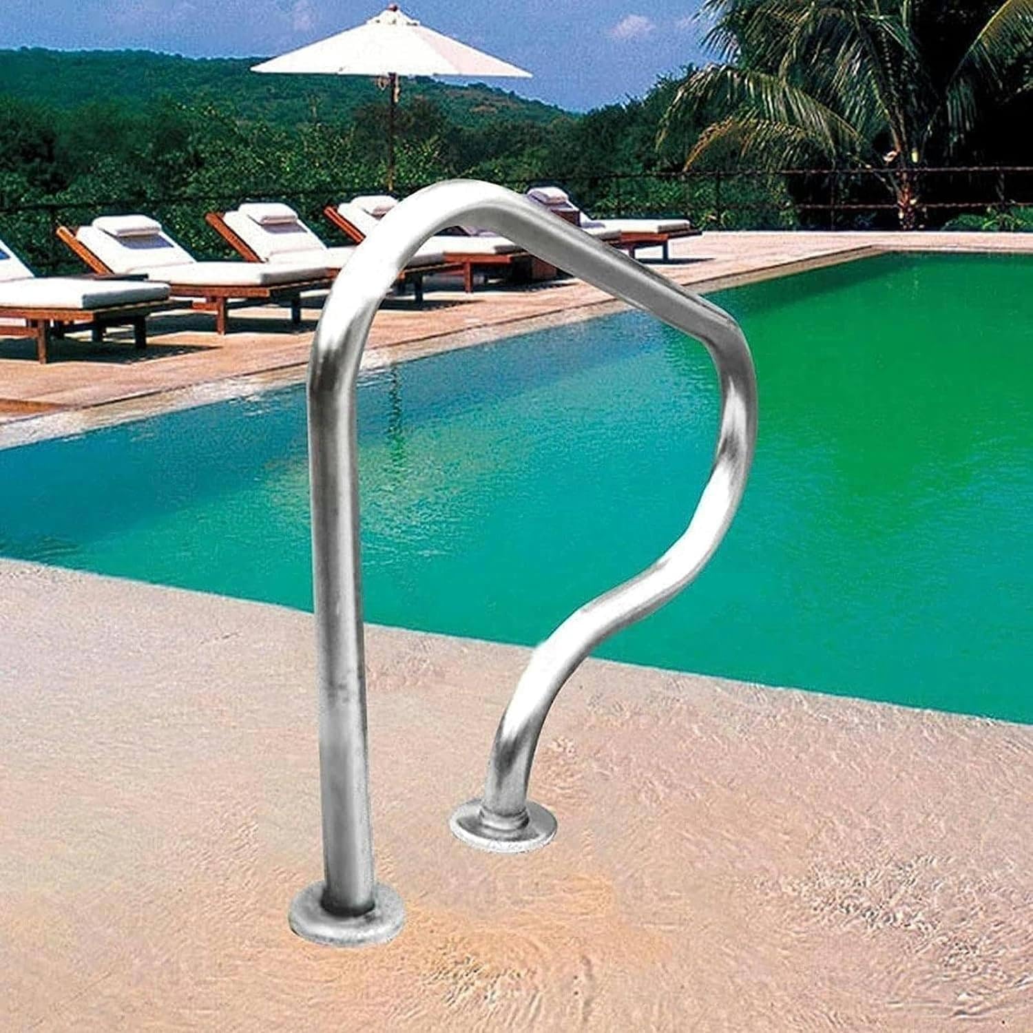 Barandilla de Piscina, pasamanos, pasamanos Alto para Piscinas, barandilla de Escalera para Piscinas enterradas, barandilla de Acceso, asa para Escalera de Piscina, Acero Inoxidable 304, 1 m