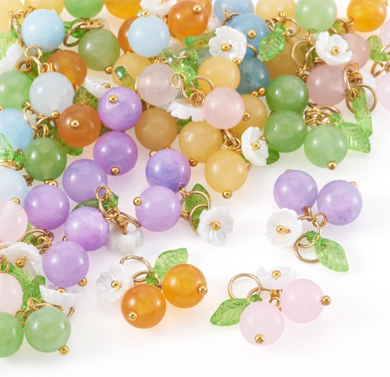 Craftdady 30pcs Cherry Fruit Dangle Charms Pendants Cute Flower Stone Bead Earring Charms Necklace Pendants Fruit Hang Ornament 19mm for DIY Craft Bracelet Keyhcain Jewelry Making - Image 8