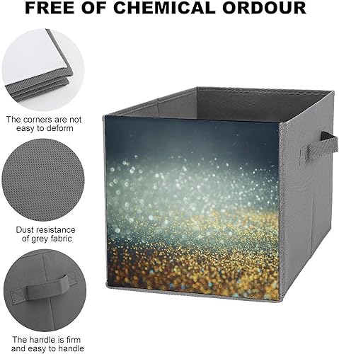 Miniatura 3 de Contenedores de almacenamiento de luces vintage con purpurina con asa, cubo de almacenamiento plegable de tela sintética duradera, cubo de