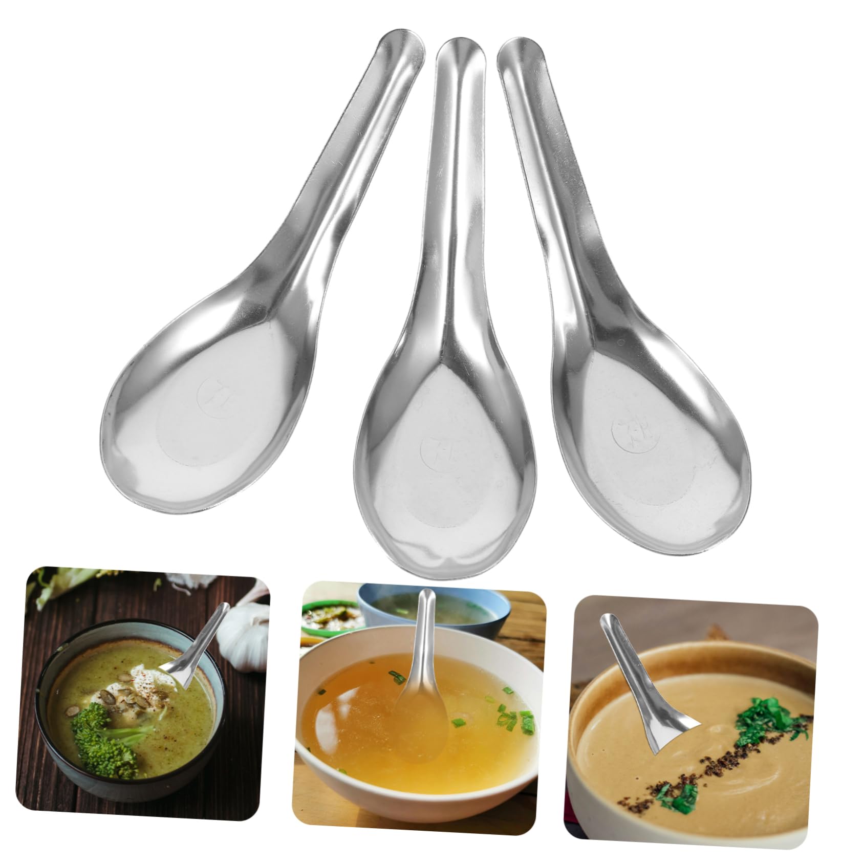 Gatuida 50piezas Cuchara Sopera De Acero Inoxidable Cucharas Gruesas Para Sopa Sopera Redonda Vajilla Hogar y Servir Comida Restaurante
