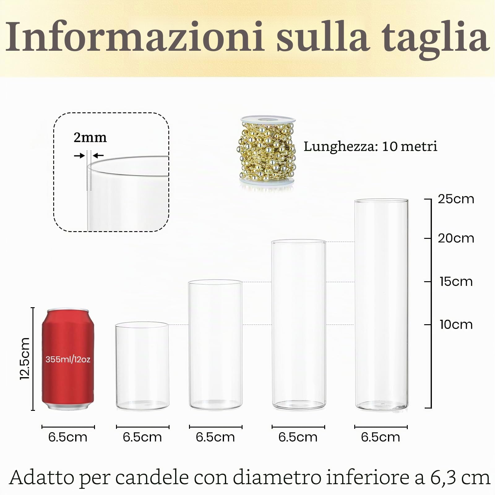 Hewory - Set di 12 vasetti in vetro con perle d'acqua, per candele, candele galleggianti, cilindri in vetro per Natale, decorazione da tavolo, per esterni, matrimoni