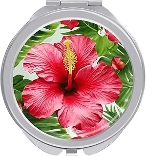 Espejo de maquillaje de viaje con flores de h...