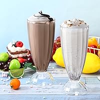 Vista 4 de Tioncy 24 vasos de 12 onzas para batido de leche de acrílico transparente con pies para helado de soda, fuente de moda antigua para beber helado
