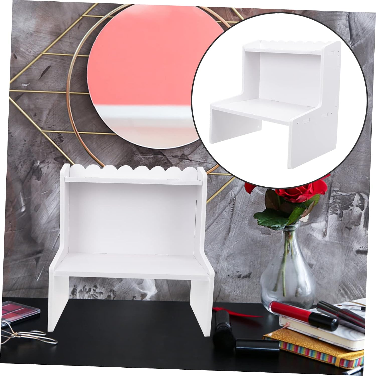 ARTIBETTER Wood Desktop Storage Rack for Cups and Tools, White image 5
