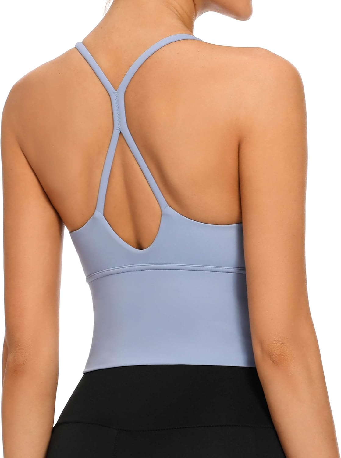 Longline Strappy Padded Sports Bras Workout Running Tank Crop Tops Yoga Gym Fitness Activewear for Women - Image 3