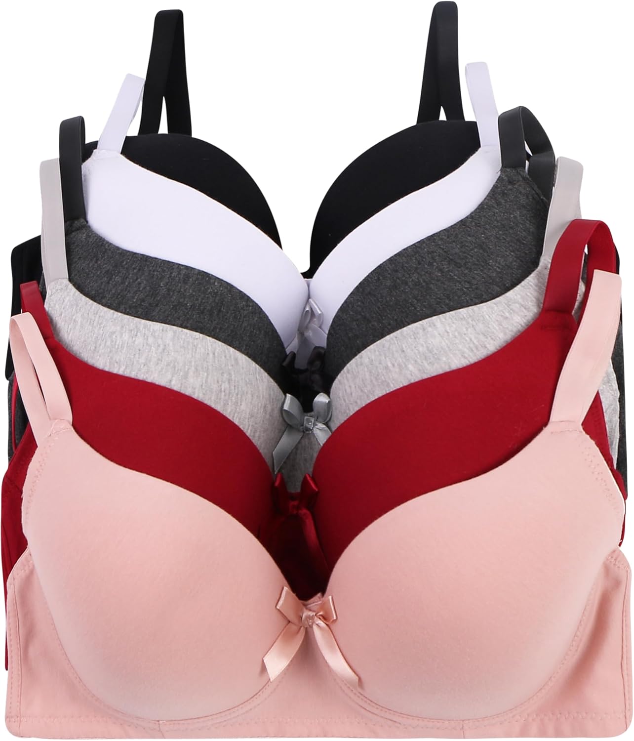 Viola's Secret 6 Pack of Color Print T-Shirt Bras B Cup C Cup and D Cup