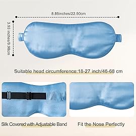 ZIMASILK Adjustable 100% 22 Momme Mulberry Silk Sleep Mask for Sleeping, Filled with Premium Mulberry Silk, Softest & Breathable Eye Sleeping Mask (Sky Blue)
