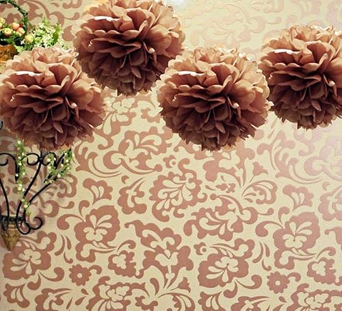 Miniatura 3 de Bolas de flores de tela Quasimoon, decoraciones, de PaperLanternStore, 6 pulgadas, Cobre