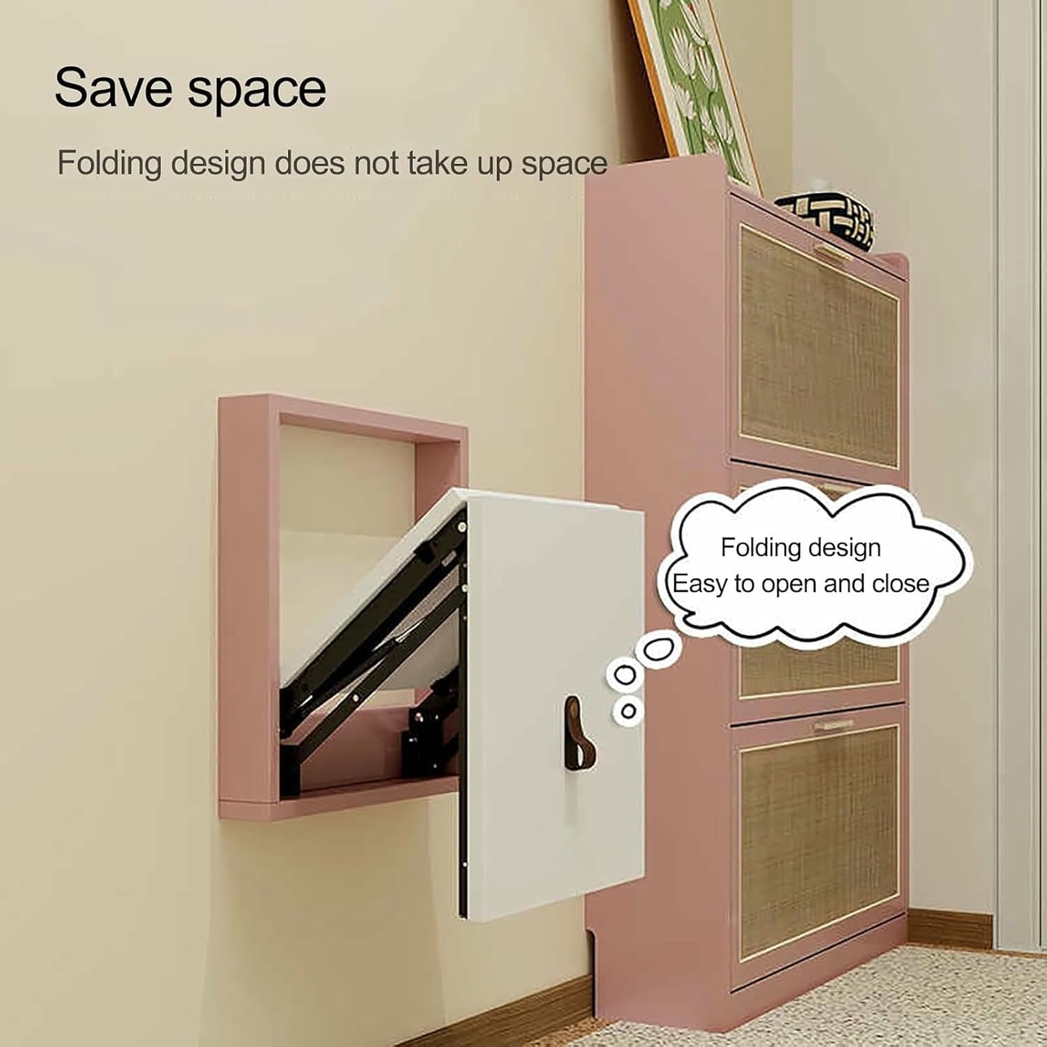 Wall Mounted Folding Shoe Changing Stool, Hidden Space-Saving Bench for Home Entrance, Invisible Wall Seat for Corridor & Hallway, Stylish & Practical Design