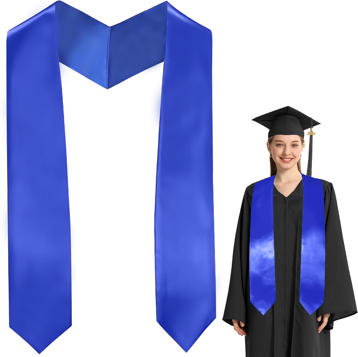 Adult Plain Graduation Stole 60" Grad Sash