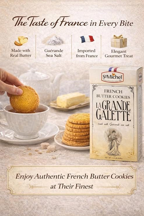 St Michel French Butter Cookies La Grande Galette 21.6oz 600gr (Two Boxes)