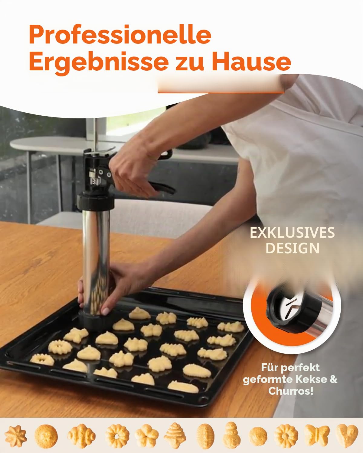 KneadEat Premium Churro Maker Spritz Cookie Press Gun Kit & Icing Gun 12 Cookie and Churro Discs 48 Piping Tips XL Filler, Piping Bag 2 Brushes, Perfect for Churros, Cookies and Cake Decorating.