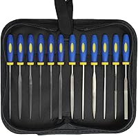 KALIM 12pc Mini Carbon Steel & Diamond File Set with Rubber Grips & Carry Bag - Ideal for Metal, Wood, Jewelry, DIY, Models