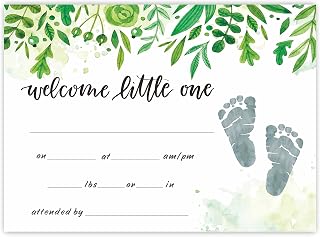 Hospital Birth Certificate | 8" x 11" Greenery Theme Baby Birth Announcement Sign | Baby Footprint Art | Footprints Keepsake for Mommy and Daddy | 1 Set - CSZ-012