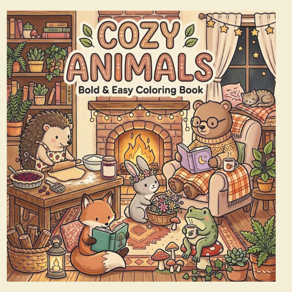 Cozy Animals Bold & Easy Coloring Book