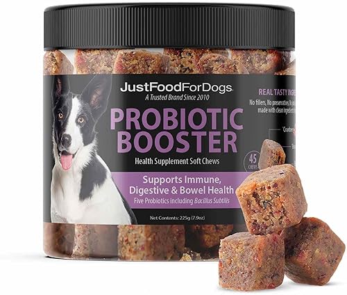 JustFoodForDogs Suplemento de masticables blandos con refuerzo probiótico para la salud intestinal de los perros, apoyo para la salud digestiva,