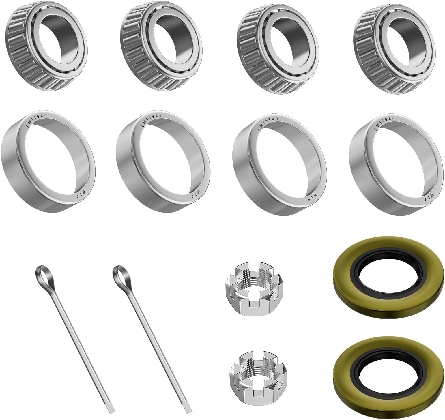 Front Wheel Bearing Hub Rebuild Kit for Club Car DS, Carryall, OEM#1013135,1011393 (2 Set)