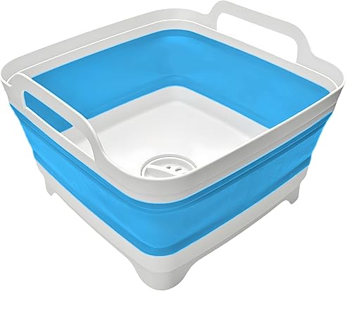 Miniatura 41 de Lavabo plegable de 9 L, tina plegable con tapón de drenaje, lavabo plegable portátil, fregadero de campamento para lavar platos, lavandería y uso