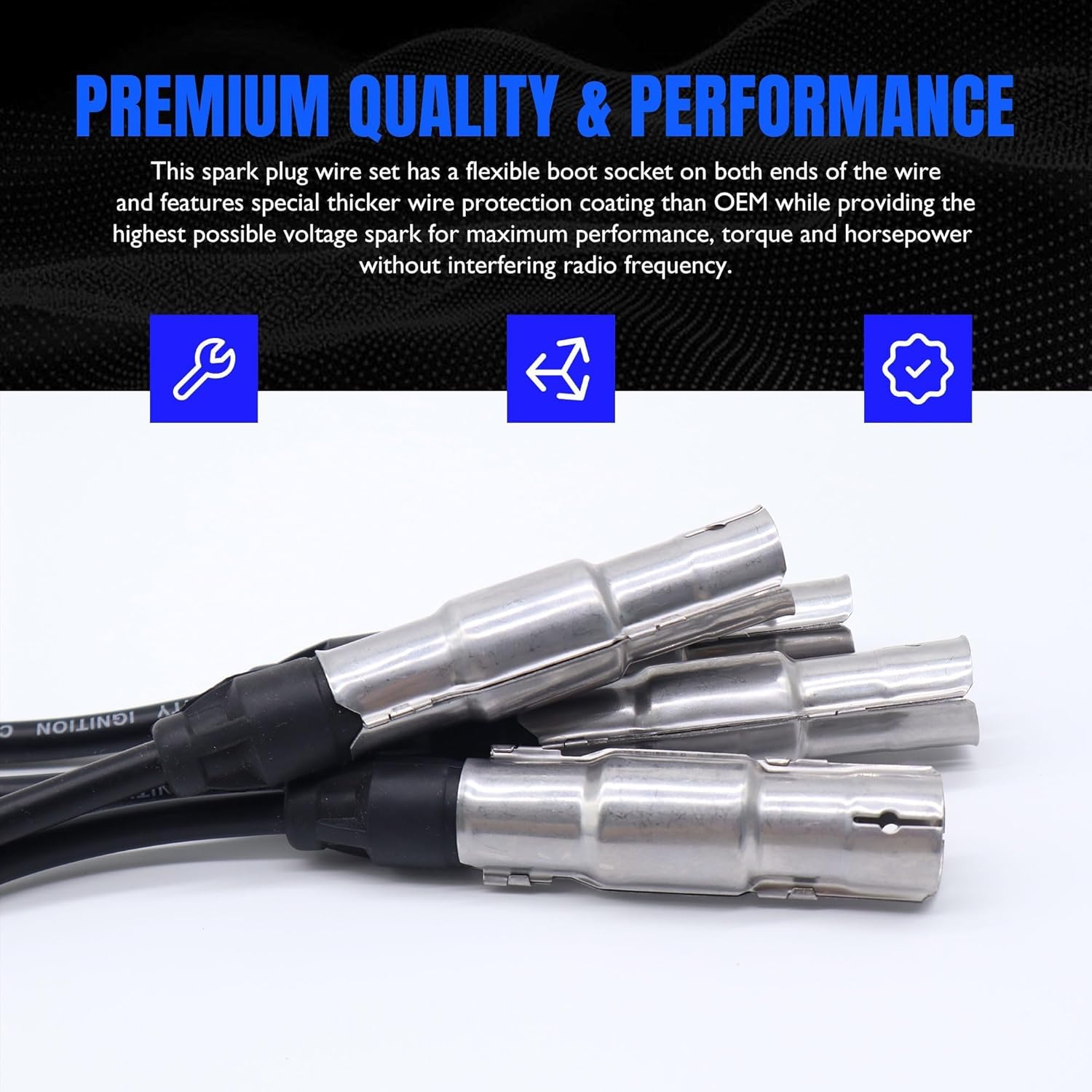 ST-4129 7mm Ignition Spark Plug Wire Set, Set of 4, Compatible with Volkswagen 2001-2005 Beetle/ 2001-2007 Golf/ 2007-2010 Golf City/ 2001-2005 Jetta, L4, 2.0L, 121cid