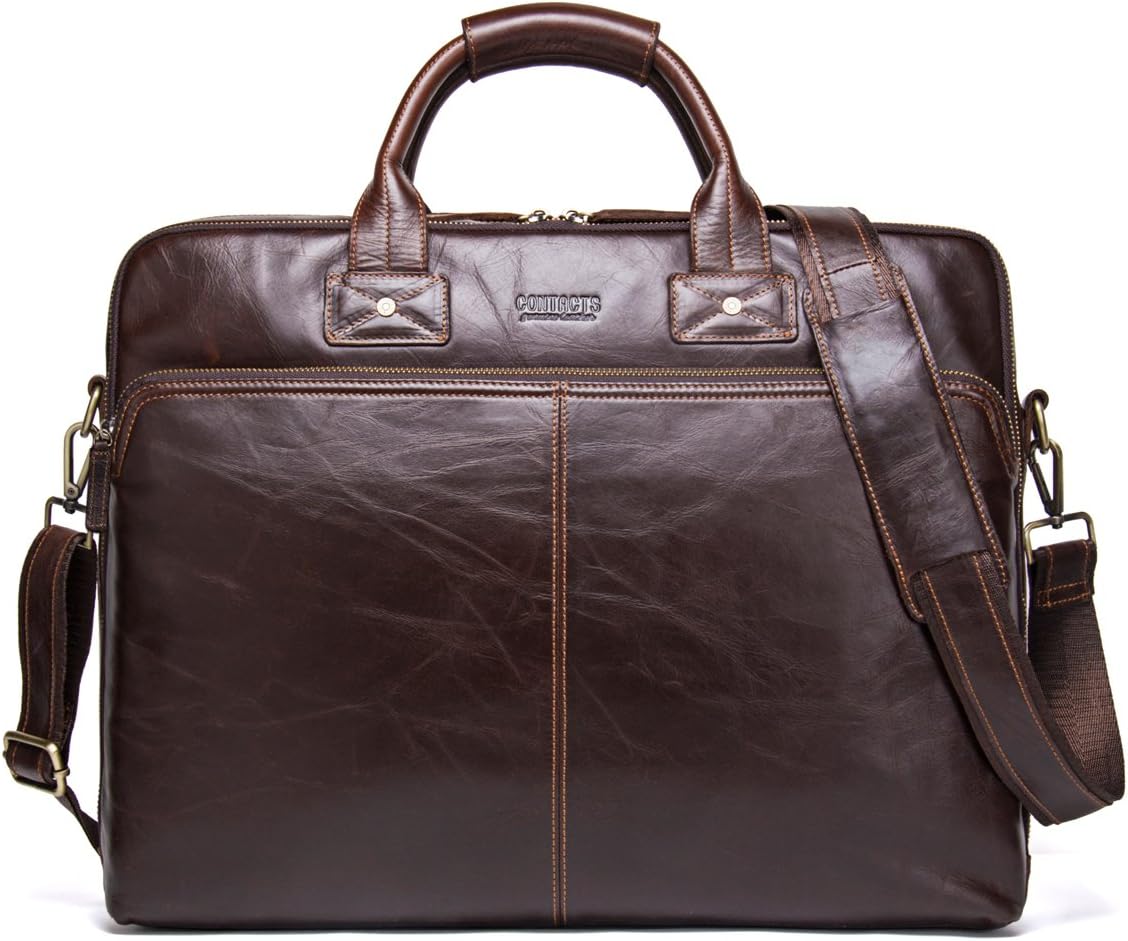 70% Off Discount Mens Messenger Bag 15.6'',Laptop Bag, Business Travel Briefcase for Men Women,Vintage Genuine Leather Large Satchel Shoulder Leather Computer Laptop Bag