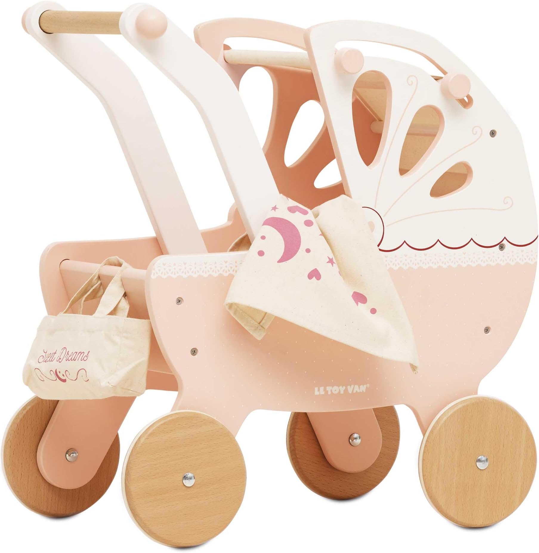 Educational Wooden Toy Role Play Beautiful Sweet Dreams Doll Toy Pram | Girls Pretend Play Toy Pram Playset - For Ages 3+ (TV322)