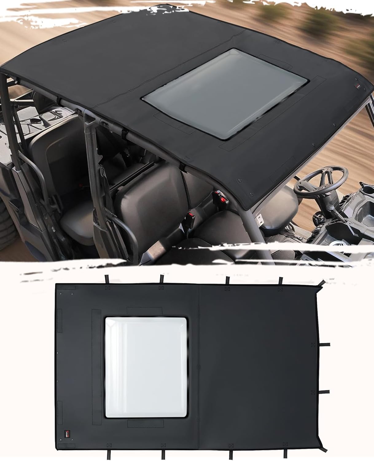 StarknightMT Defender MAX HD10 Roof UTV Soft Roof top Compatible with Can-Am Defender MAX HD10 HD9 HD8 HD7 DSP XT XMR 2016-2024 Defender Max HD 10 Accessories Fit Windshields And Side Doors