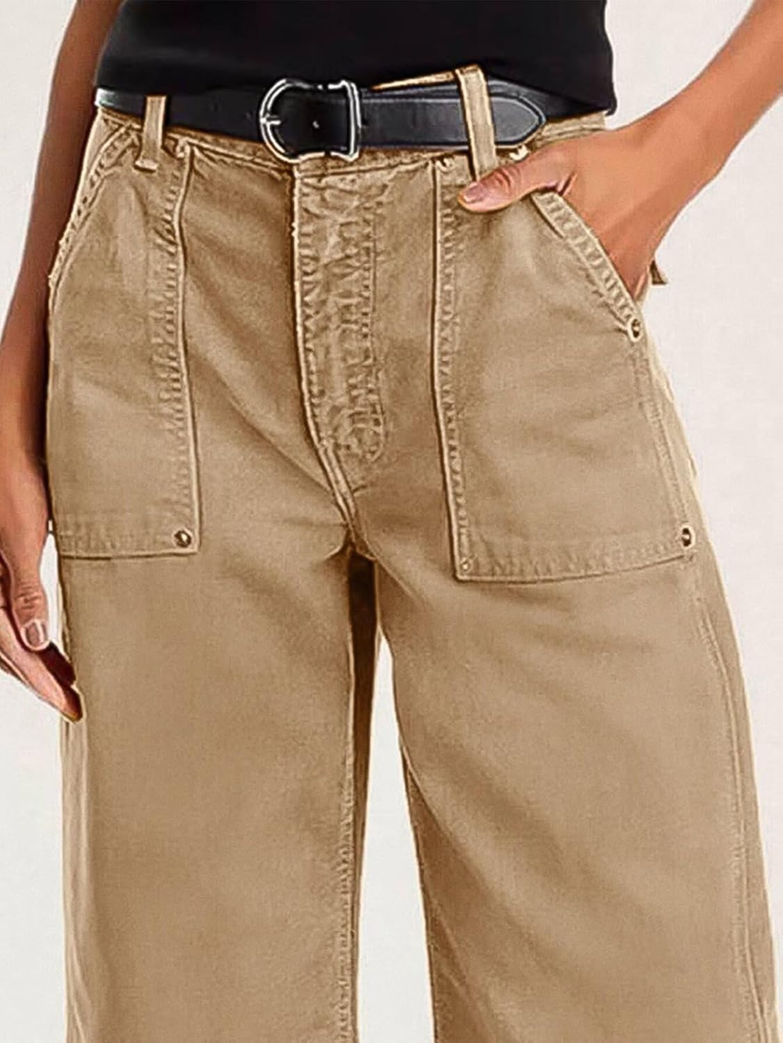 Flamingals Straight Wide Leg Jeans for Women Mid Waisted Casual Raw Hem Denim Capris Pants with Pockets - Image 2