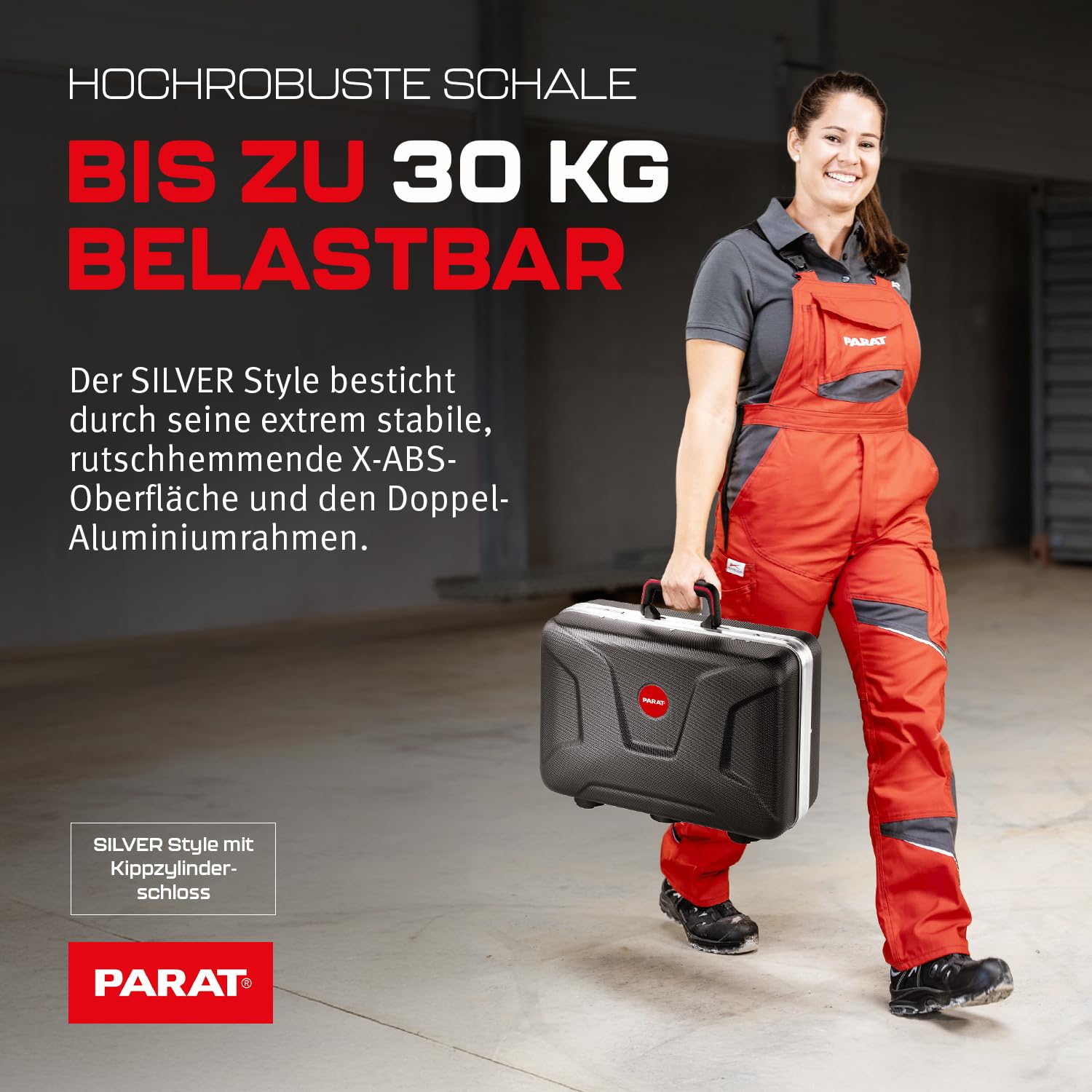 PARAT SILVER Style Werkzeugkoffer leer X-ABS Aluminium 27 Fächer teilbare Bodenschale Toolbox