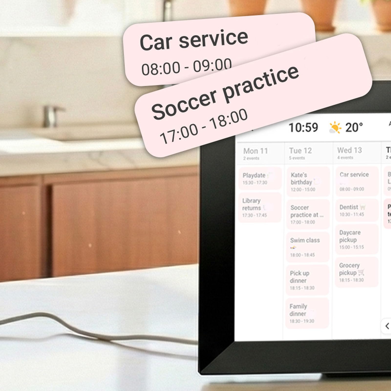 Naroote Calendario Digitale, Agenda Elettronica Intelligente da 10.1 Pollici con Schermo Tattile HD, Cornice Digitale, Agenda Familiare, Controllo tramite App, per Casa e Scuola