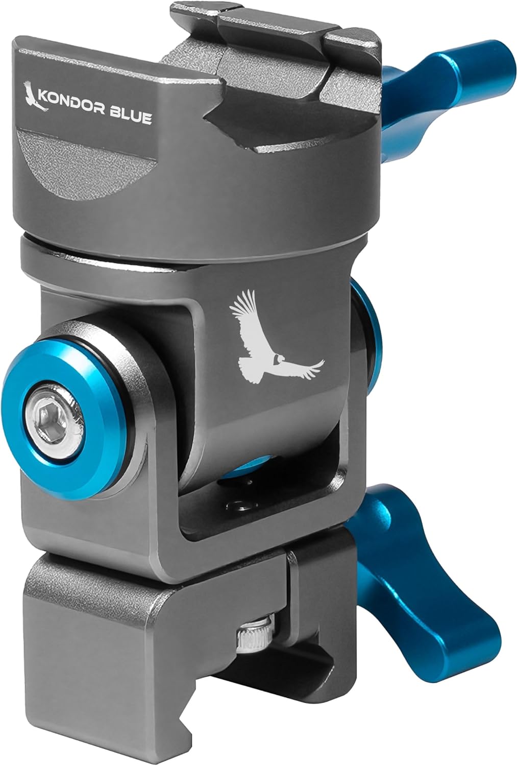KONDOR BLUE | 1/4-20 Pan Tilt Monitor Swivel Mount with ARRI Locating Pin | 360 Swivel, 180 Tilt, Adjustable Tension Lock for Field Monitors and Camera Rigs | Black