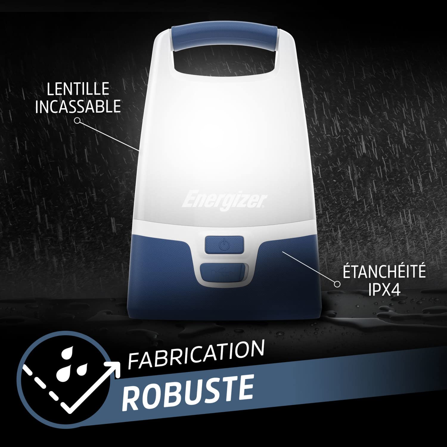 Energizer Lanterne rechargeable SMART Energizer, 1200 lumens, étanche IPX4, lanterne de camping à éclairage à 360°, câble de charge inclus