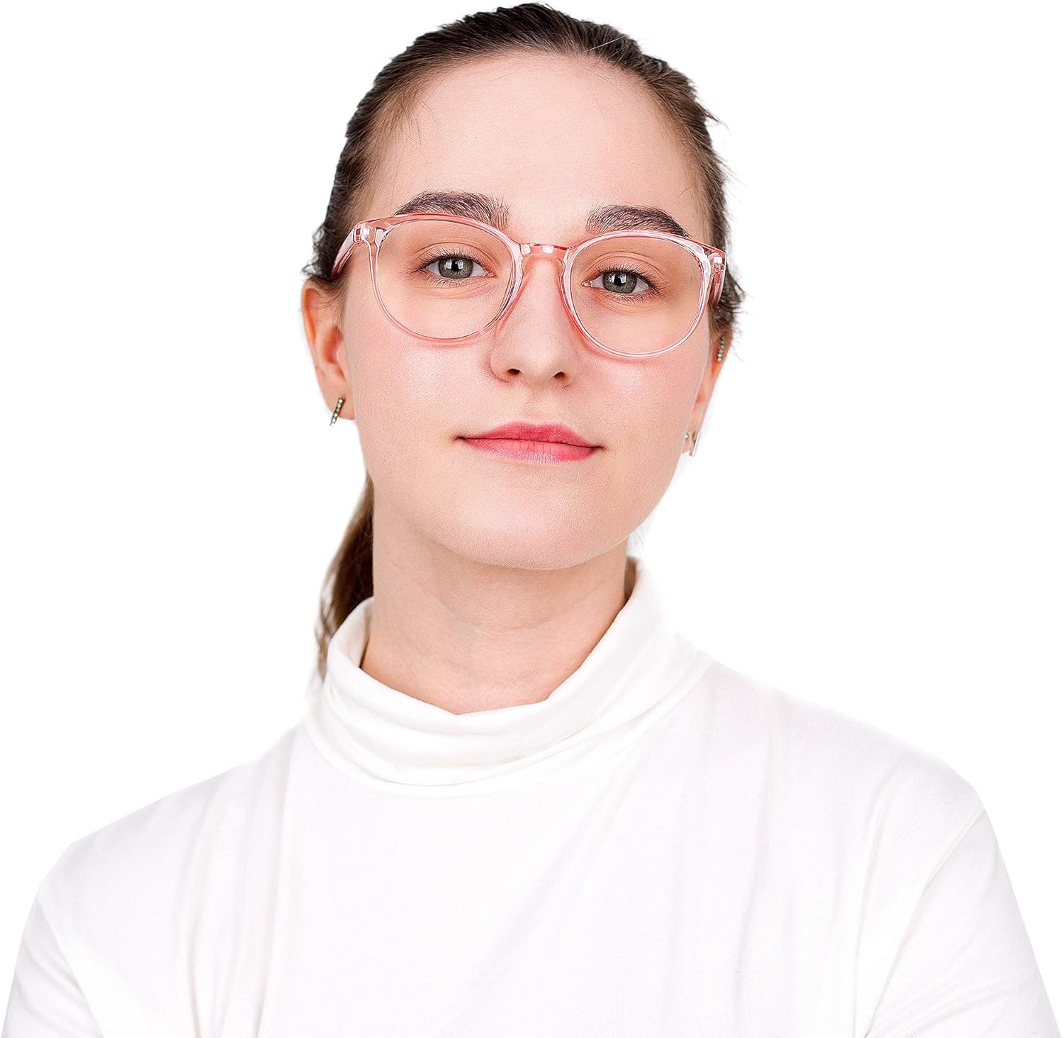 LifeArt Blue Light Blocking Glasses, Anti Eyestrain, Computer Reading Glasses with Spring Hinge, Gaming Glasses, TV Glasses for Women, Anti Glare (Clear Pink, +0.75 Magnification)